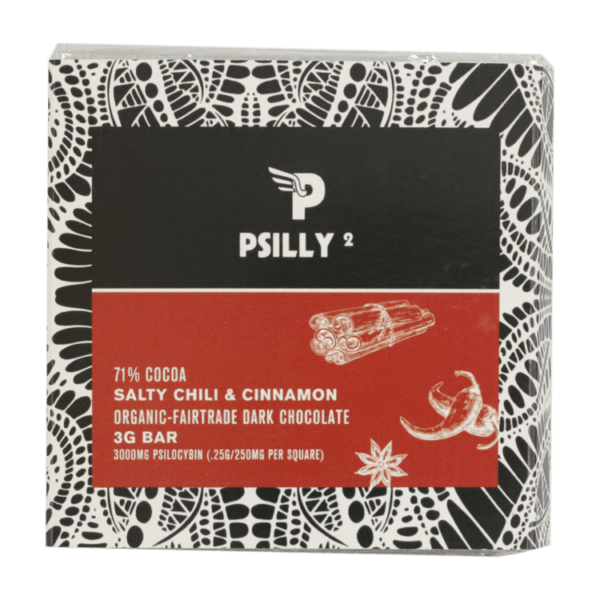 Psilly - Dark Chocolate Bar - Salty Chili & Cinnamon | Shrooms For Sale Canada