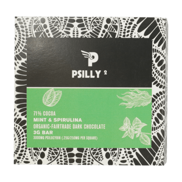 Psilly - Dark Chocolate Bar - Mint & Spirulina | Shrooms For Sale Canada